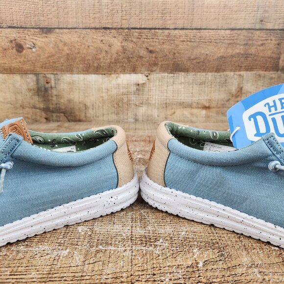 Hey Dude Wally Washed Canvas Women's Sz 9 Blue Slip On Comfort Casual Flat Shoes - Picture 4 of 10